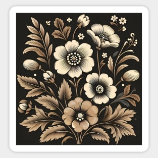 Beige Floral Illustration Sticker